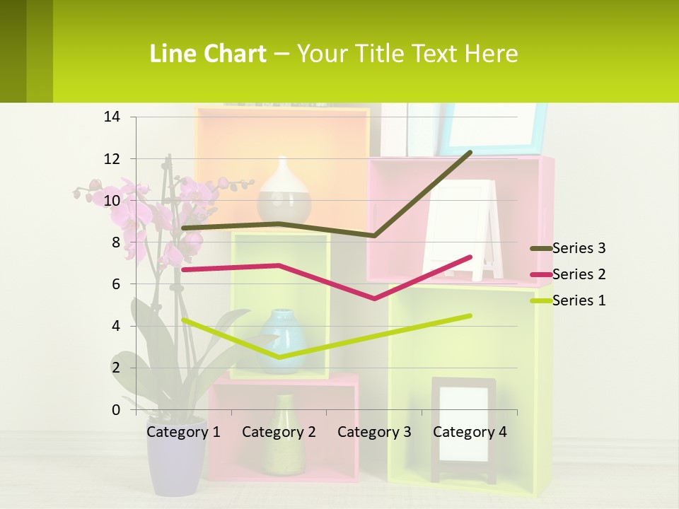 A Colorful Shelf With Flowers And A Vase On Top Of It PowerPoint Template