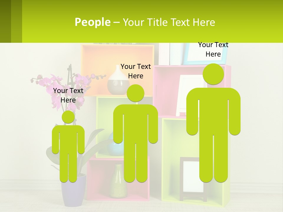 A Colorful Shelf With Flowers And A Vase On Top Of It PowerPoint Template