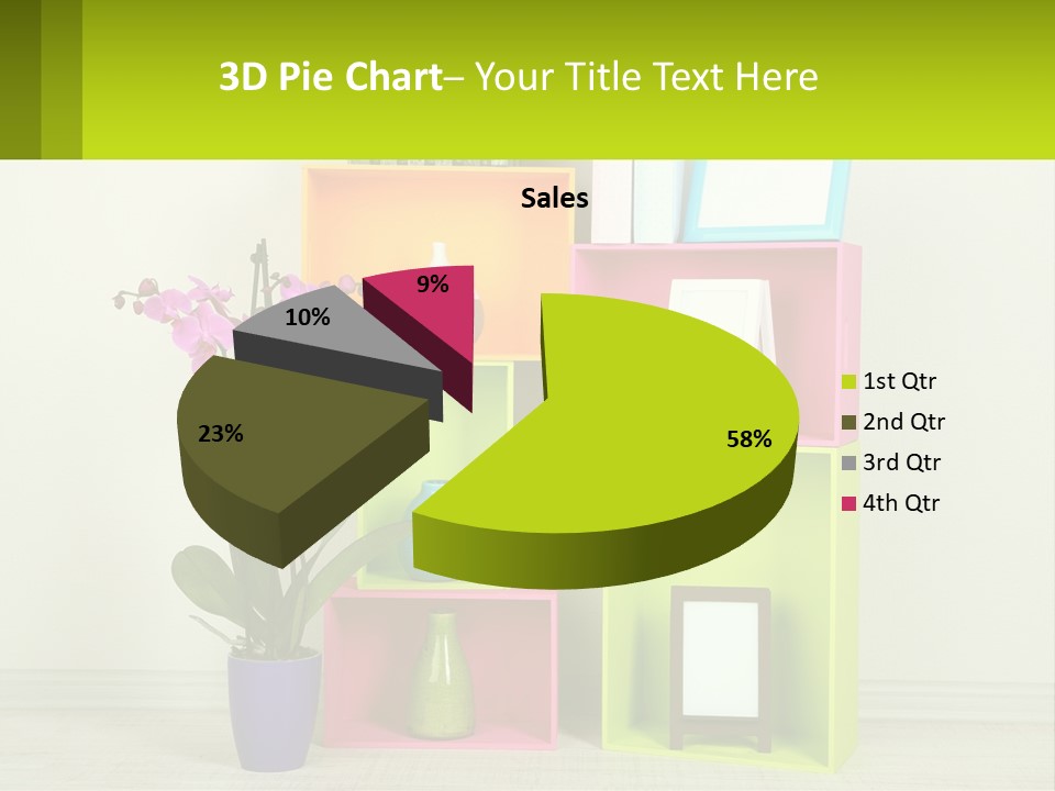 A Colorful Shelf With Flowers And A Vase On Top Of It PowerPoint Template