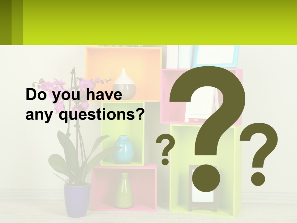 A Colorful Shelf With Flowers And A Vase On Top Of It PowerPoint Template