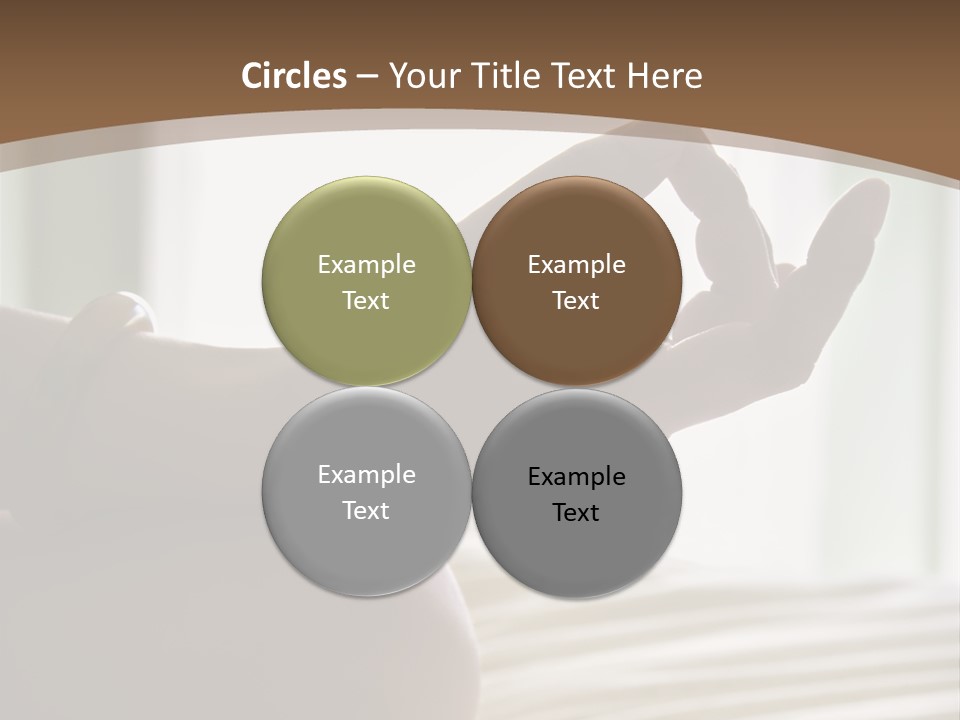 A Woman Sitting On A Bed With Her Hands In The Air PowerPoint Template