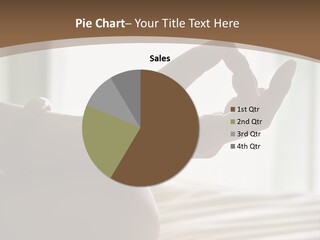 A Woman Sitting On A Bed With Her Hands In The Air PowerPoint Template