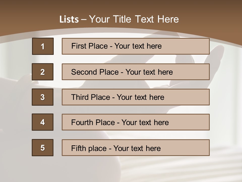 A Woman Sitting On A Bed With Her Hands In The Air PowerPoint Template