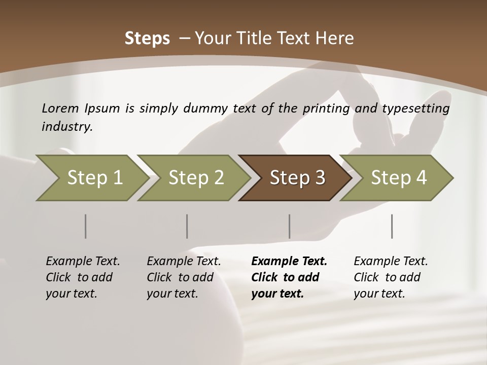 A Woman Sitting On A Bed With Her Hands In The Air PowerPoint Template