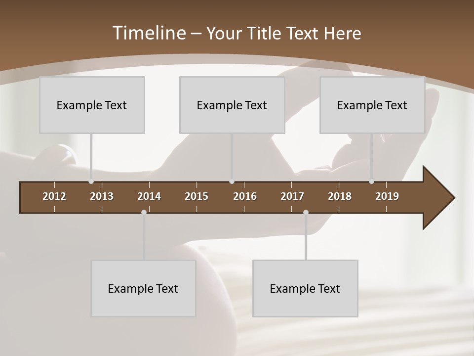 A Woman Sitting On A Bed With Her Hands In The Air PowerPoint Template