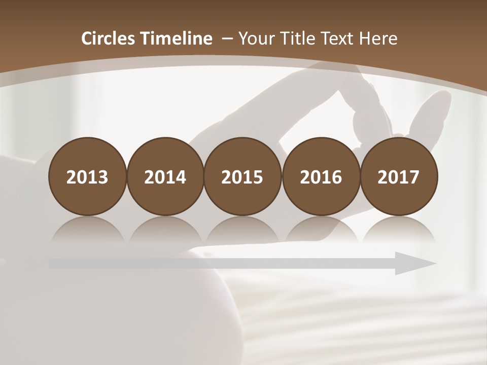 A Woman Sitting On A Bed With Her Hands In The Air PowerPoint Template