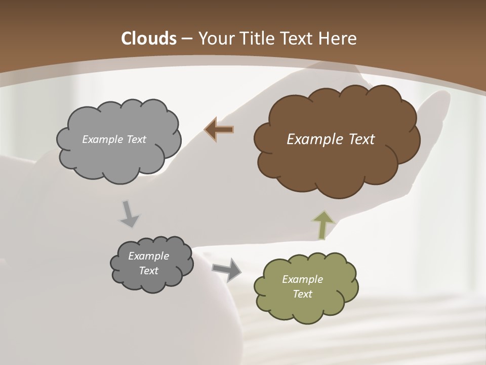 A Woman Sitting On A Bed With Her Hands In The Air PowerPoint Template