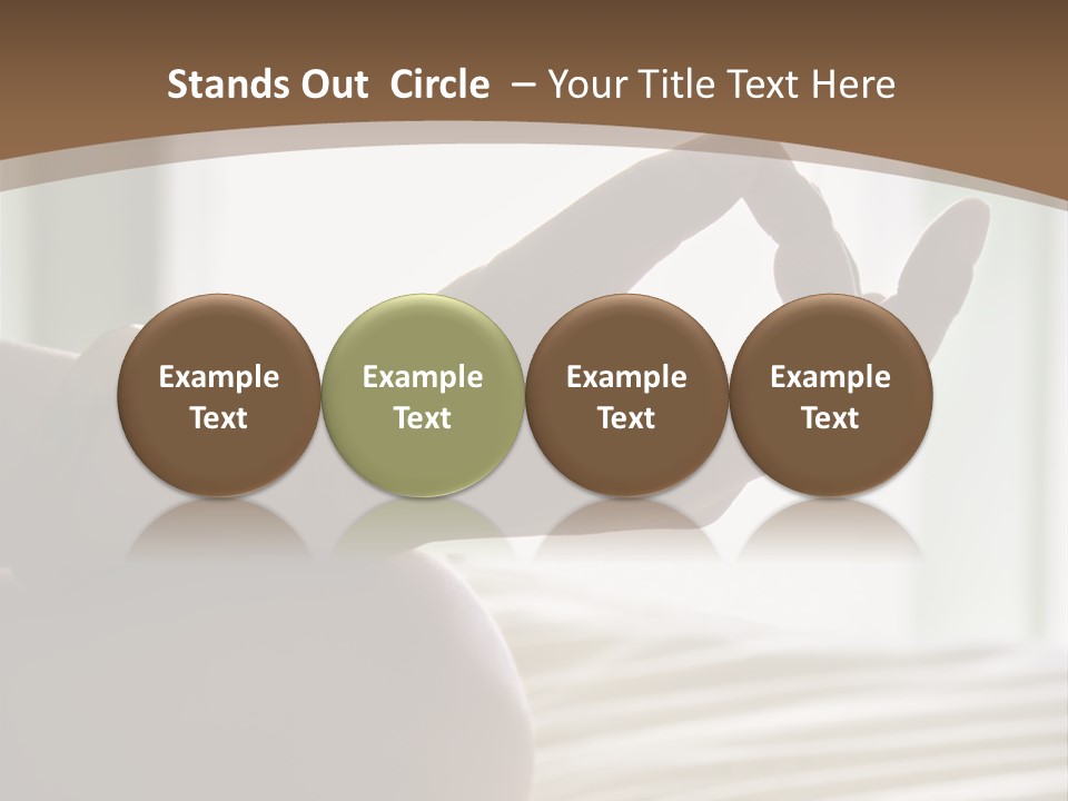 A Woman Sitting On A Bed With Her Hands In The Air PowerPoint Template