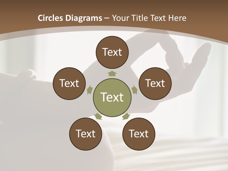 A Woman Sitting On A Bed With Her Hands In The Air PowerPoint Template