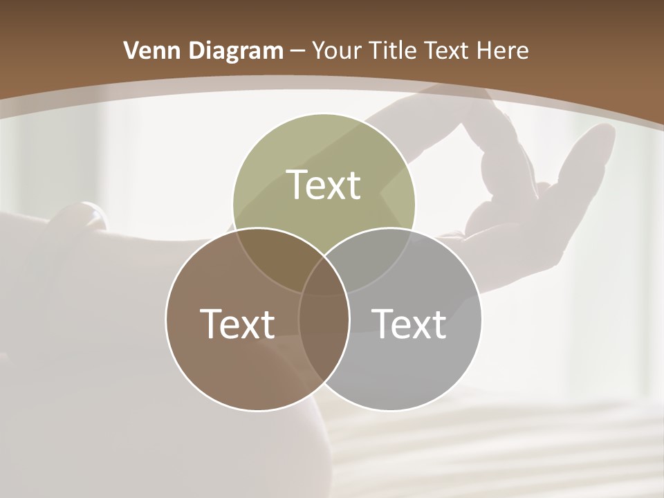 A Woman Sitting On A Bed With Her Hands In The Air PowerPoint Template