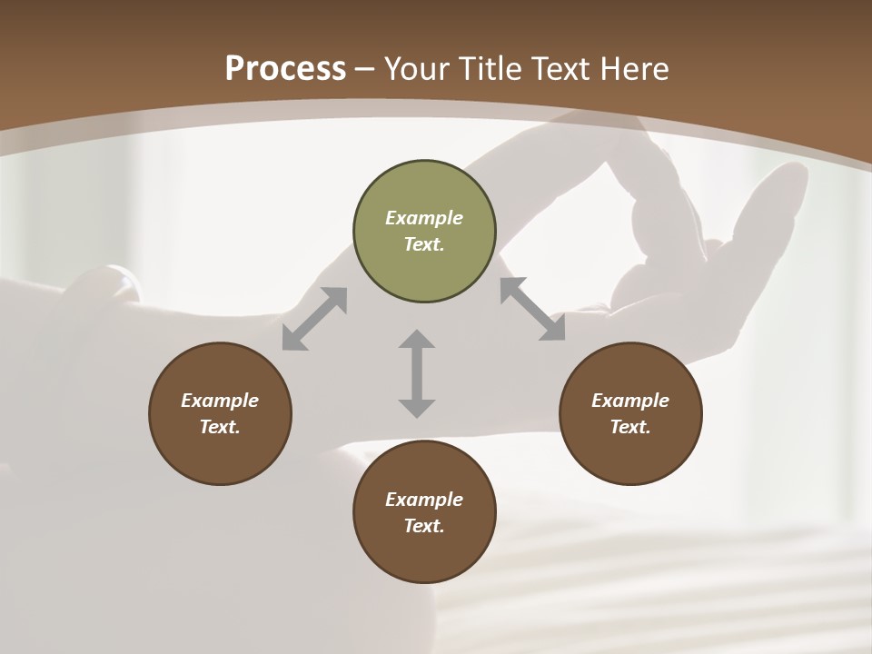 A Woman Sitting On A Bed With Her Hands In The Air PowerPoint Template