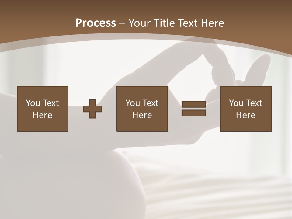 A Woman Sitting On A Bed With Her Hands In The Air PowerPoint Template