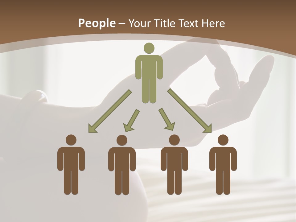 A Woman Sitting On A Bed With Her Hands In The Air PowerPoint Template