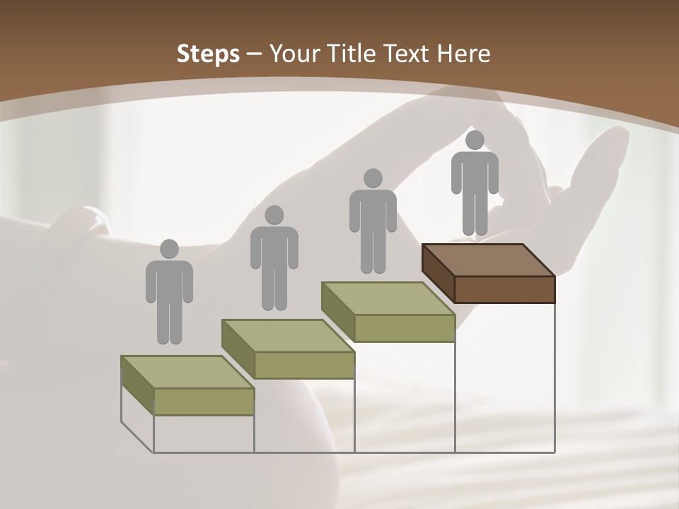 A Woman Sitting On A Bed With Her Hands In The Air PowerPoint Template