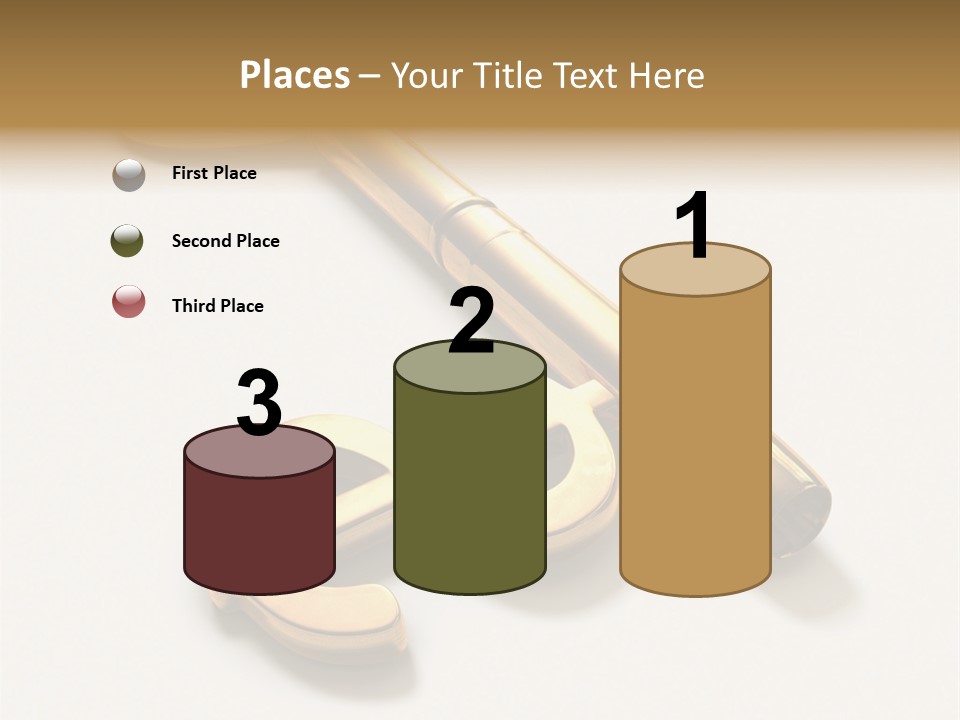 A Golden Key On Top Of A White Surface PowerPoint Template