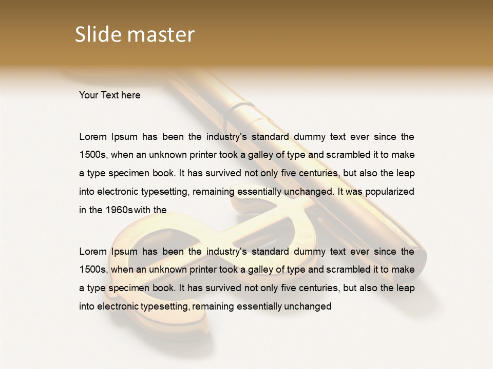 A Golden Key On Top Of A White Surface PowerPoint Template