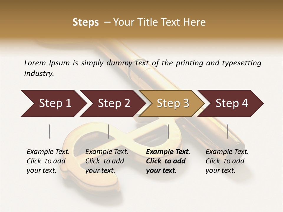 A Golden Key On Top Of A White Surface PowerPoint Template