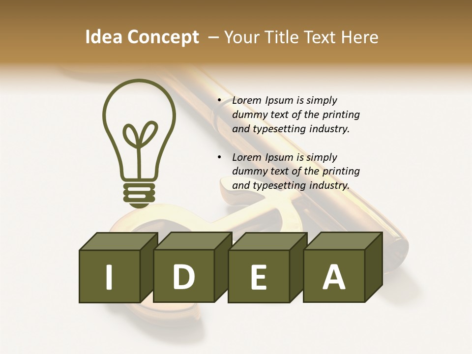 A Golden Key On Top Of A White Surface PowerPoint Template