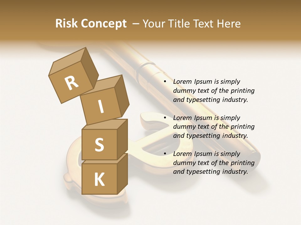 A Golden Key On Top Of A White Surface PowerPoint Template