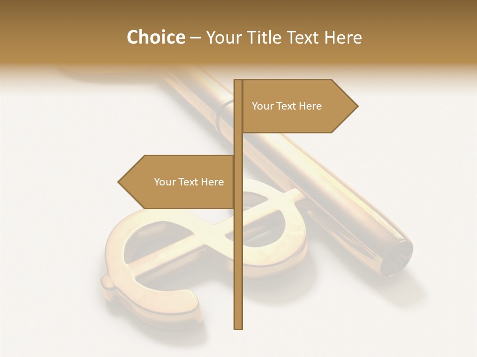 A Golden Key On Top Of A White Surface PowerPoint Template