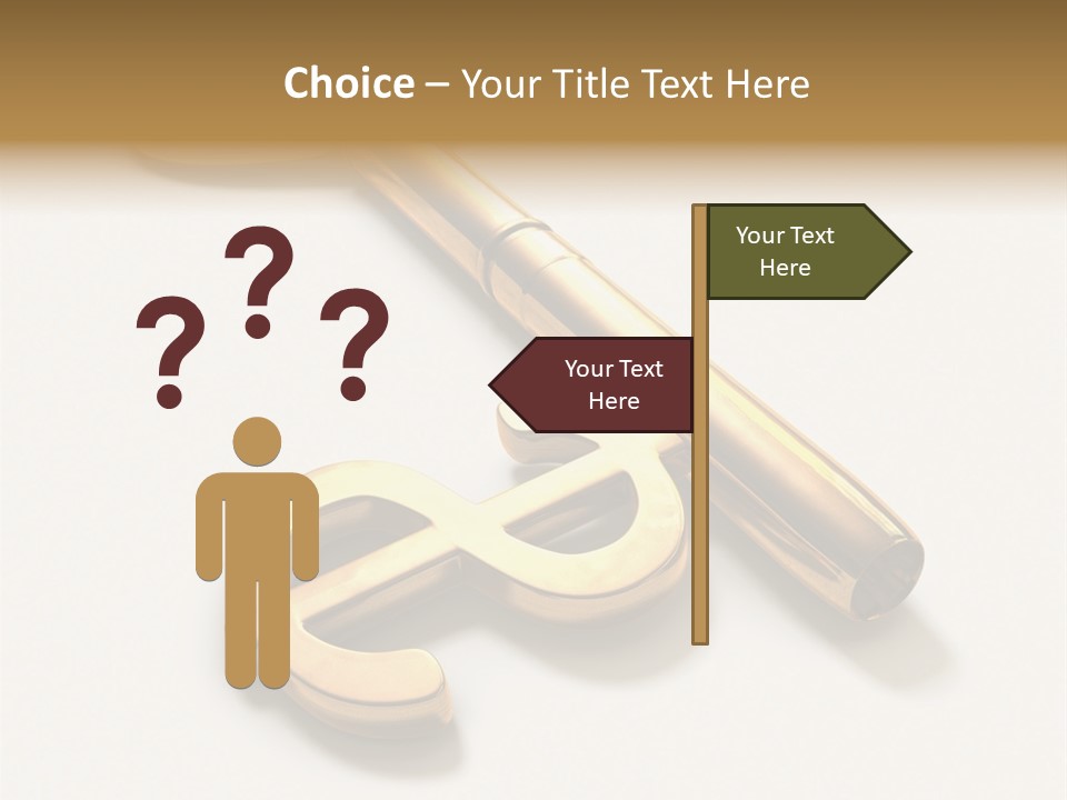 A Golden Key On Top Of A White Surface PowerPoint Template