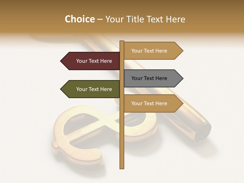 A Golden Key On Top Of A White Surface PowerPoint Template