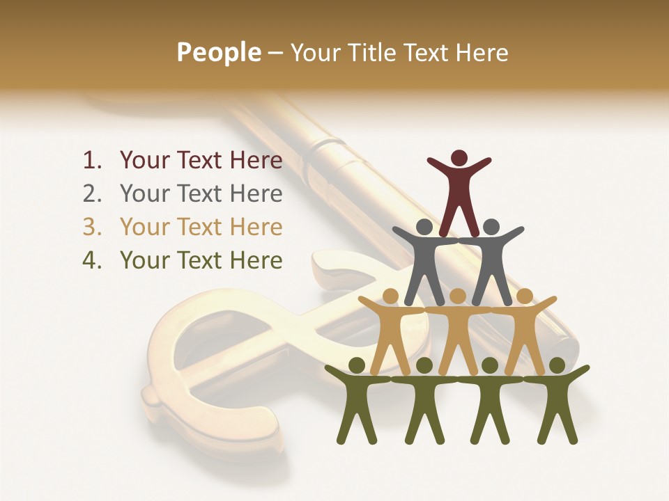 A Golden Key On Top Of A White Surface PowerPoint Template