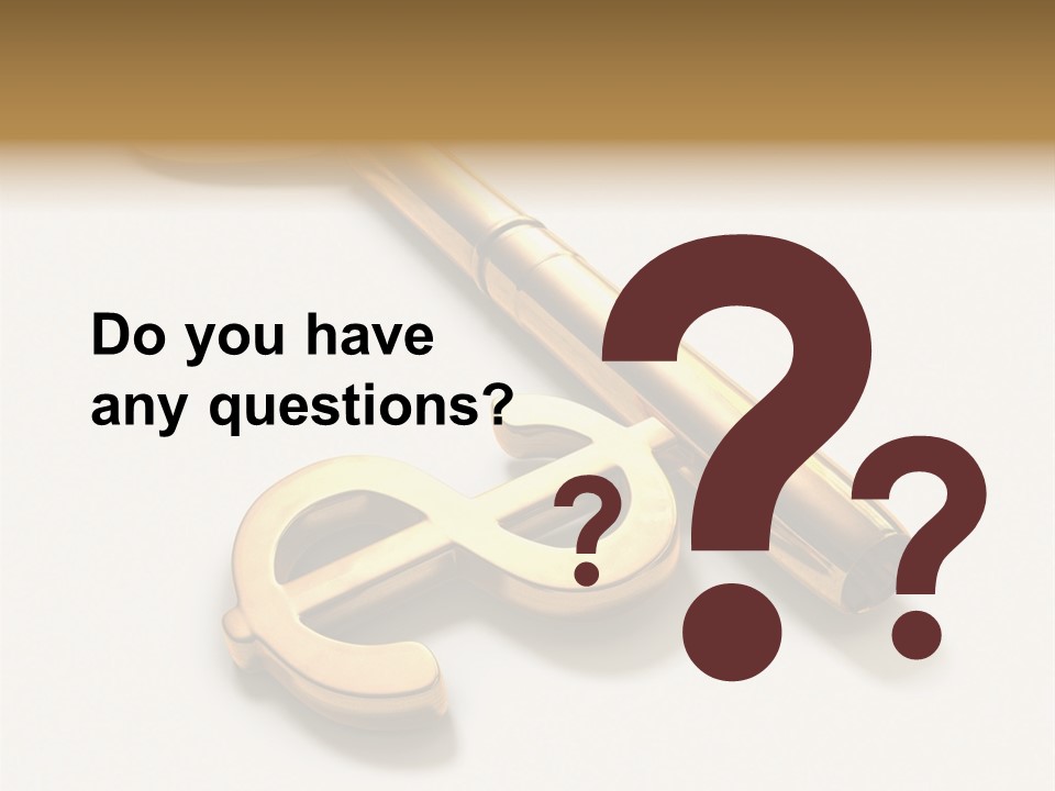 A Golden Key On Top Of A White Surface PowerPoint Template