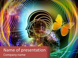A Person's Head With A Butterfly In The Middle Of It PowerPoint Template