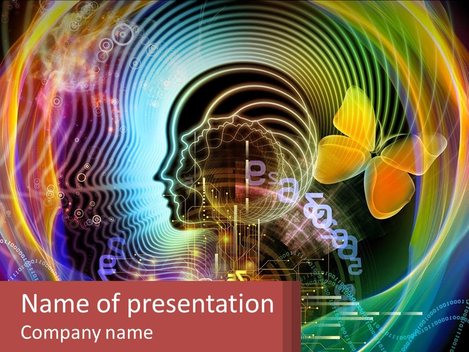 A Person's Head With A Butterfly In The Middle Of It PowerPoint Template