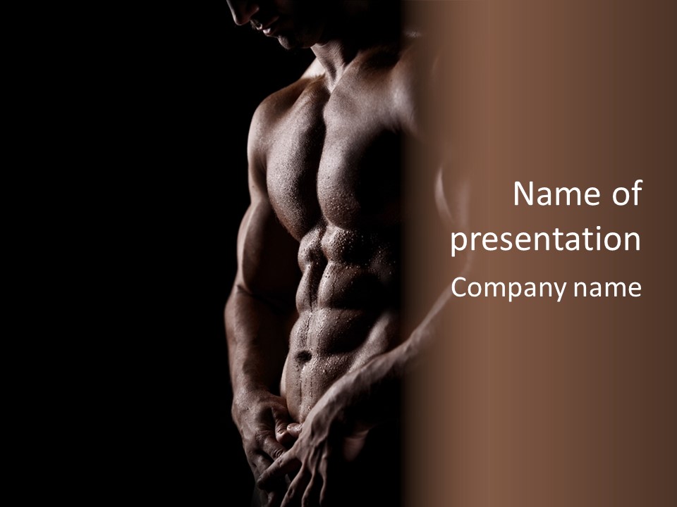 A Muscular Man With No Shirt On Is Posing For The Camera PowerPoint Template
