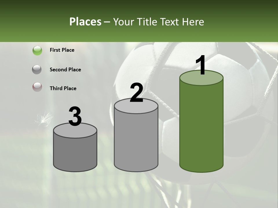 A Soccer Ball In A Net On A Soccer Field PowerPoint Template