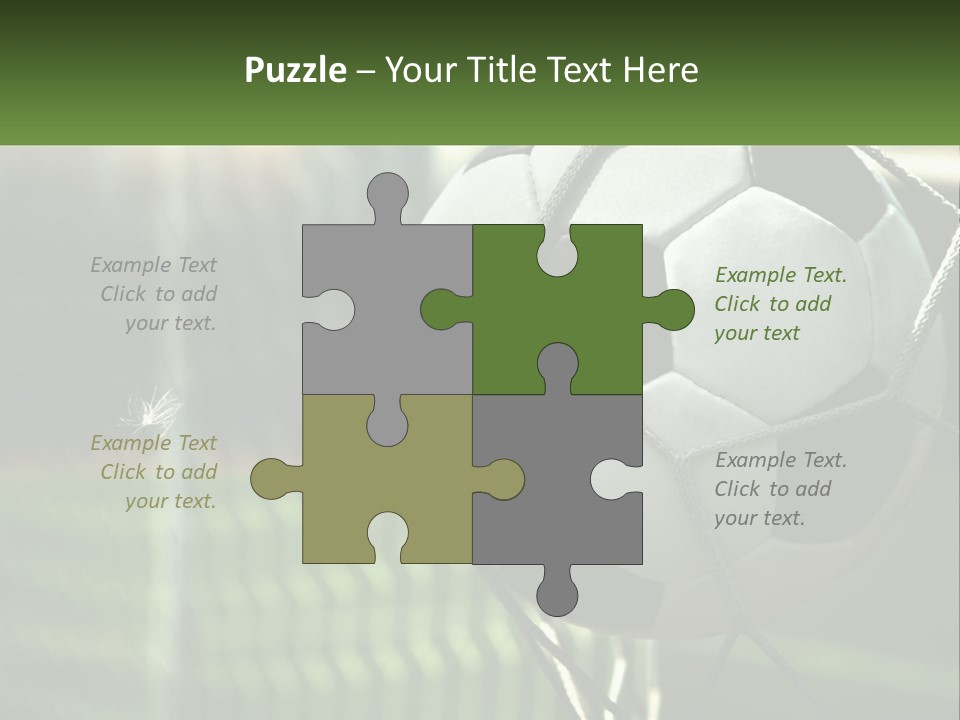 A Soccer Ball In A Net On A Soccer Field PowerPoint Template