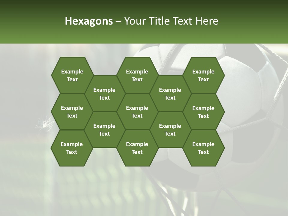 A Soccer Ball In A Net On A Soccer Field PowerPoint Template