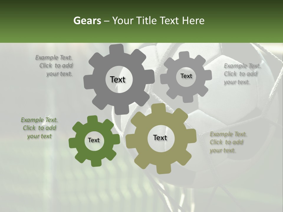 A Soccer Ball In A Net On A Soccer Field PowerPoint Template