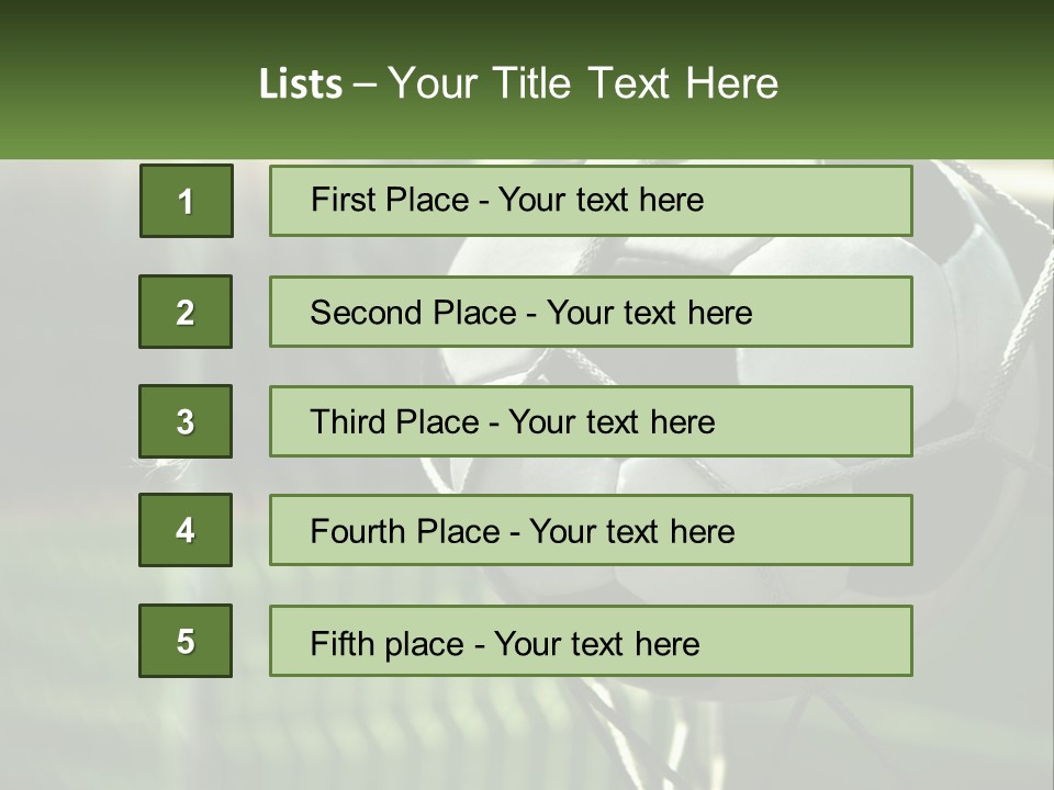 A Soccer Ball In A Net On A Soccer Field PowerPoint Template