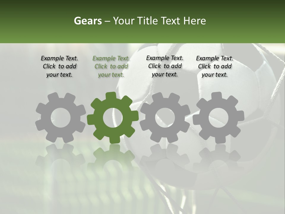 A Soccer Ball In A Net On A Soccer Field PowerPoint Template