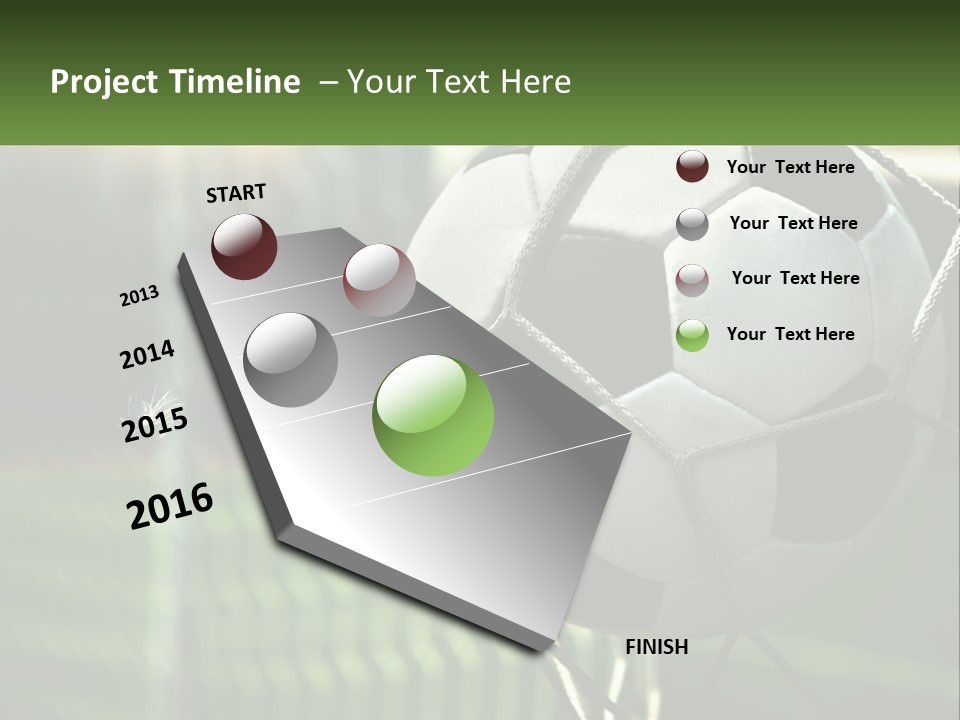 A Soccer Ball In A Net On A Soccer Field PowerPoint Template