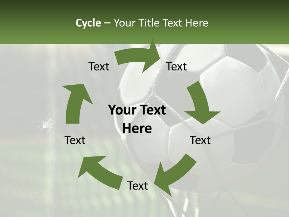 A Soccer Ball In A Net On A Soccer Field PowerPoint Template