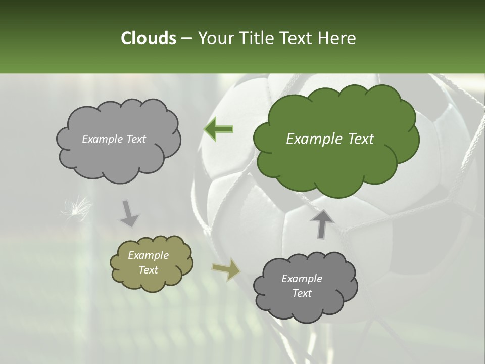 A Soccer Ball In A Net On A Soccer Field PowerPoint Template