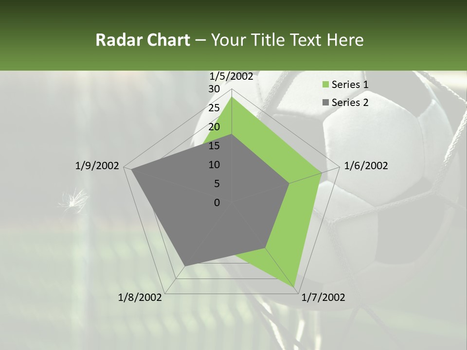 A Soccer Ball In A Net On A Soccer Field PowerPoint Template