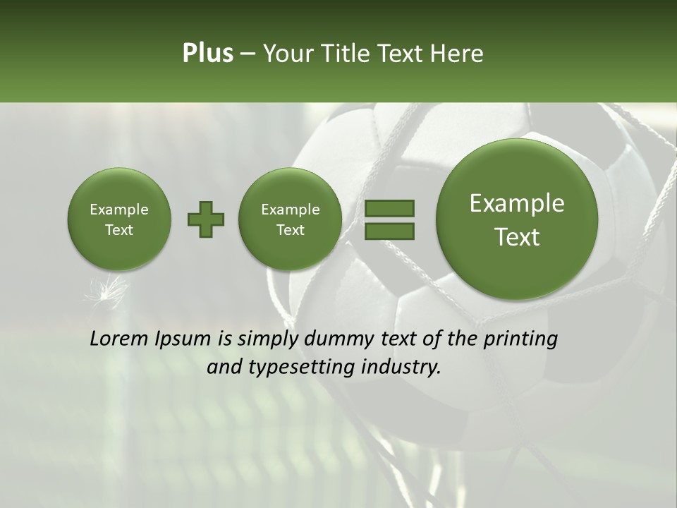 A Soccer Ball In A Net On A Soccer Field PowerPoint Template
