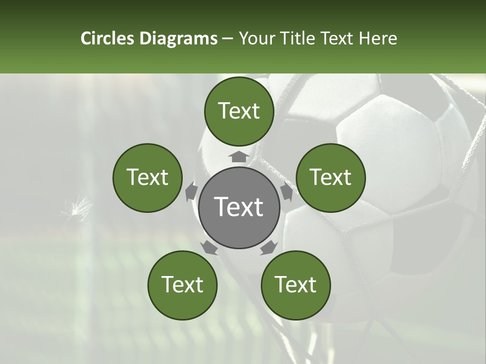A Soccer Ball In A Net On A Soccer Field PowerPoint Template