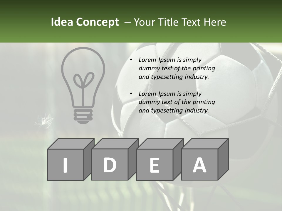 A Soccer Ball In A Net On A Soccer Field PowerPoint Template