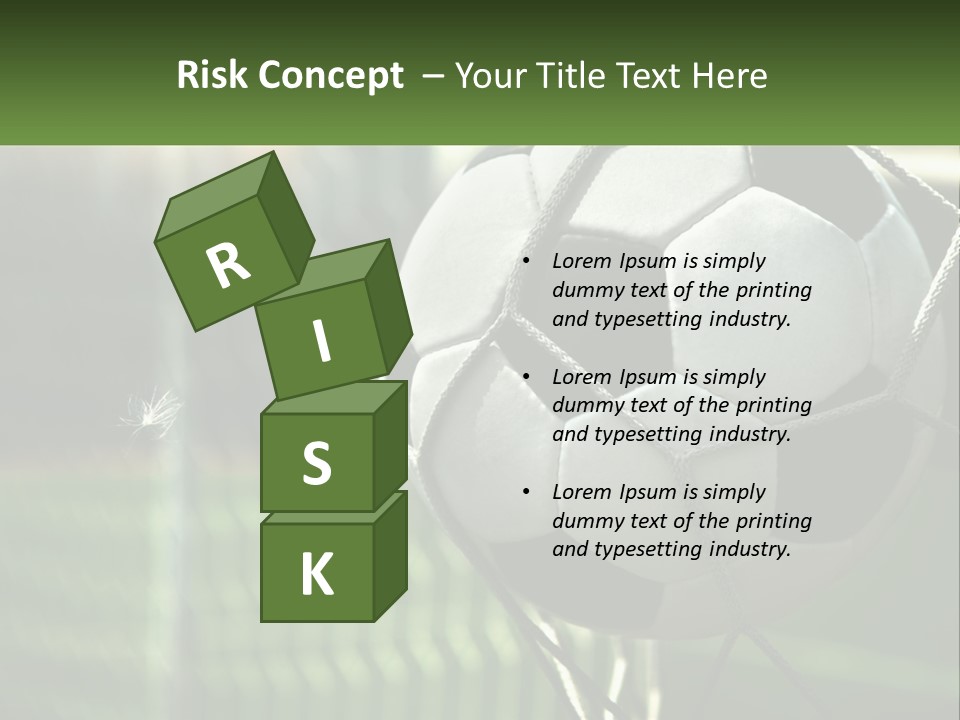 A Soccer Ball In A Net On A Soccer Field PowerPoint Template