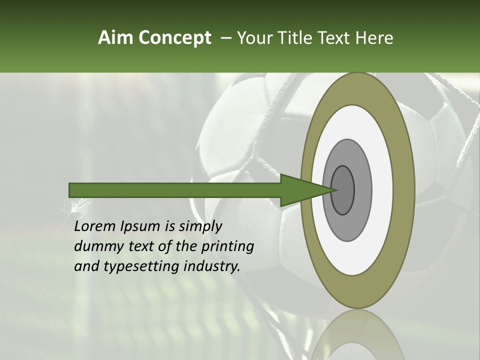 A Soccer Ball In A Net On A Soccer Field PowerPoint Template