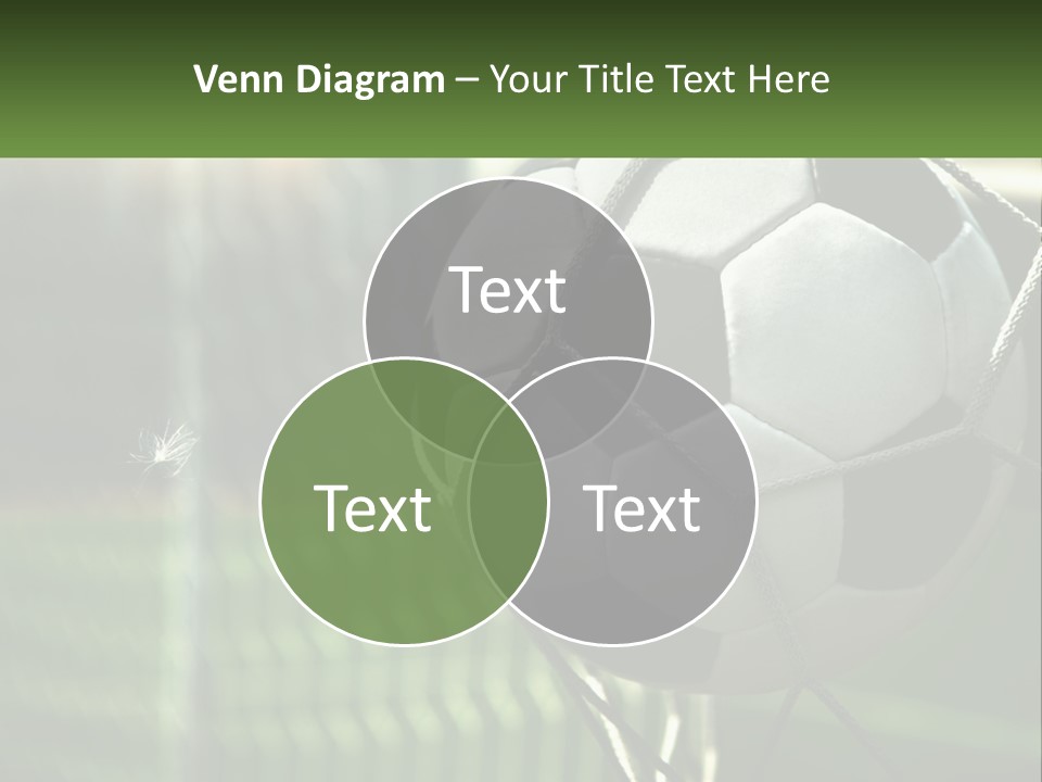 A Soccer Ball In A Net On A Soccer Field PowerPoint Template