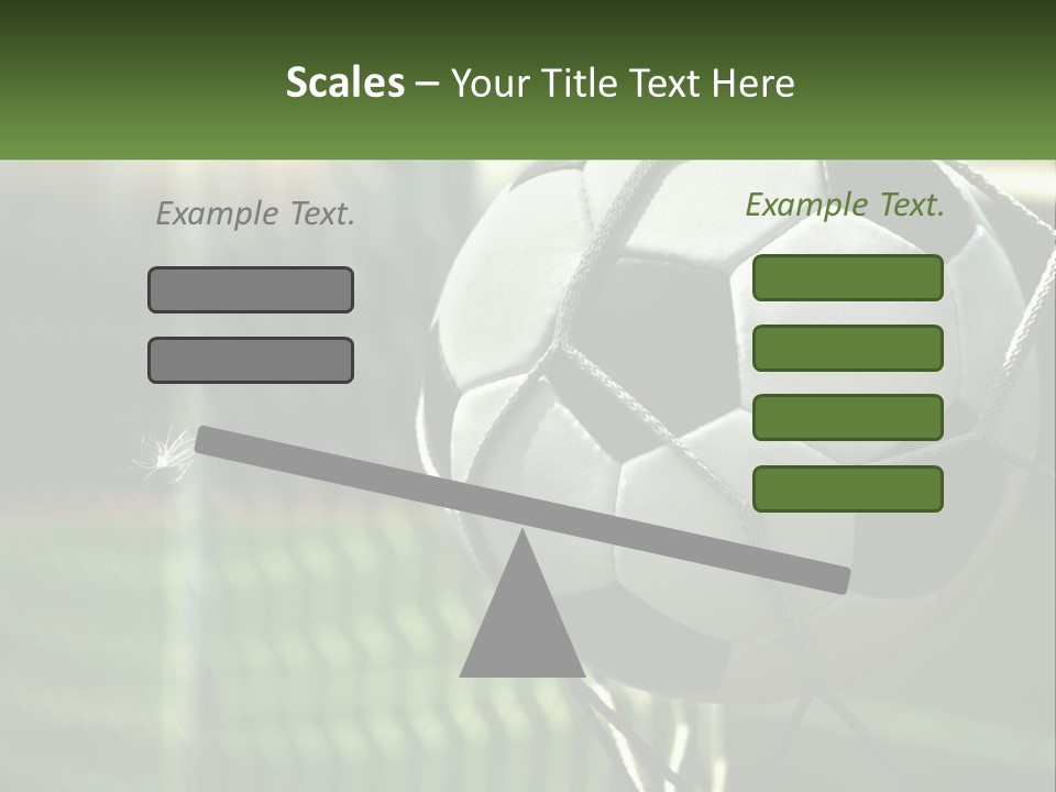 A Soccer Ball In A Net On A Soccer Field PowerPoint Template