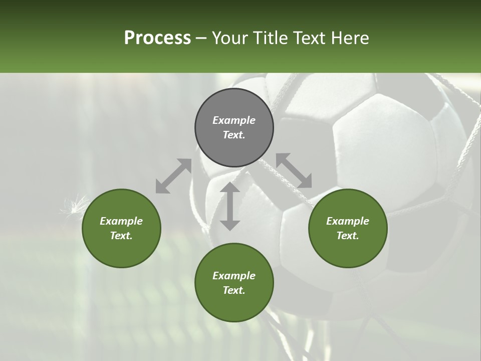 A Soccer Ball In A Net On A Soccer Field PowerPoint Template