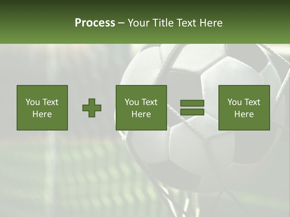 A Soccer Ball In A Net On A Soccer Field PowerPoint Template